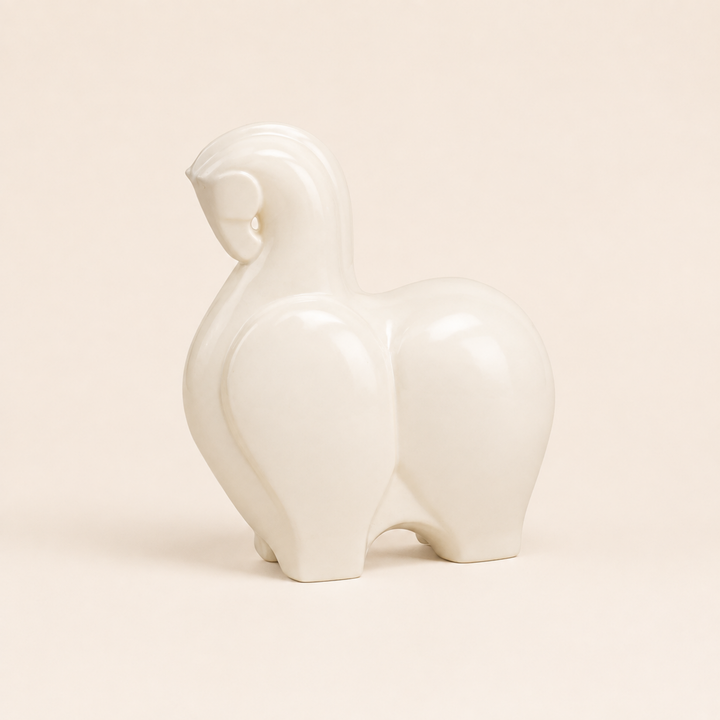 Ceramic Trojan Horse Statue White — catalogue view