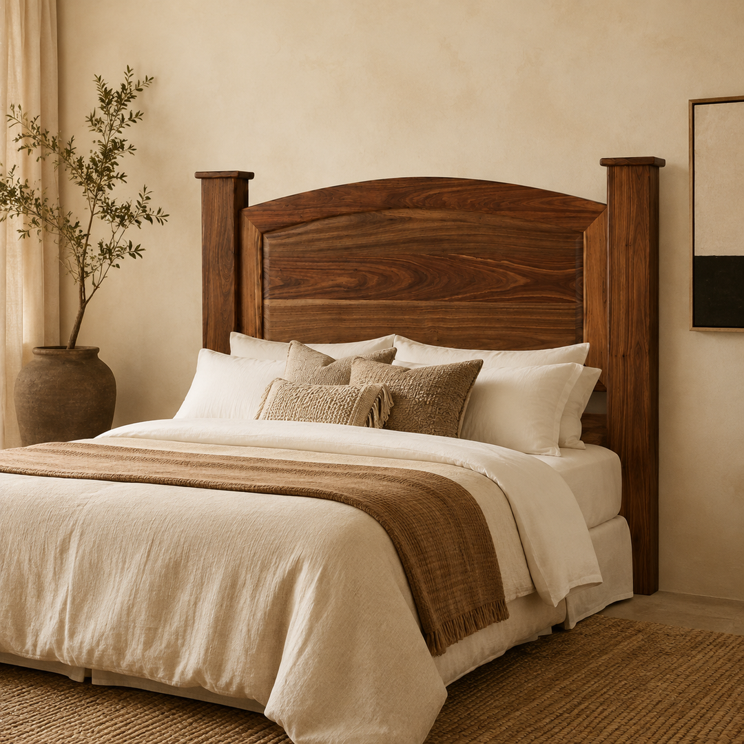 Classic All-Brown Kiaat Headboard - luxury bedroom lifestyle