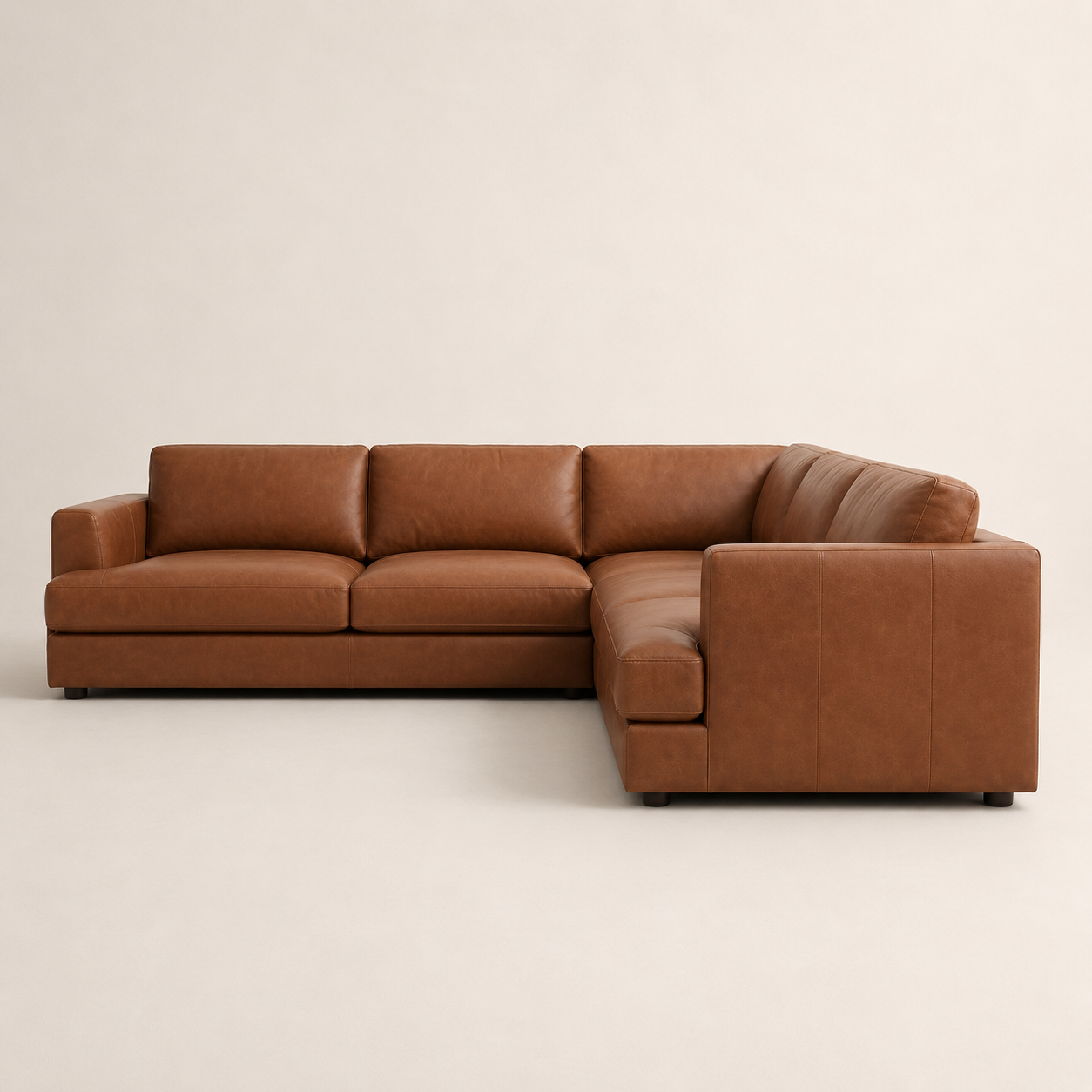 Classic Bespoke Corner Couch 3000x3000mm in cognac leather - main view