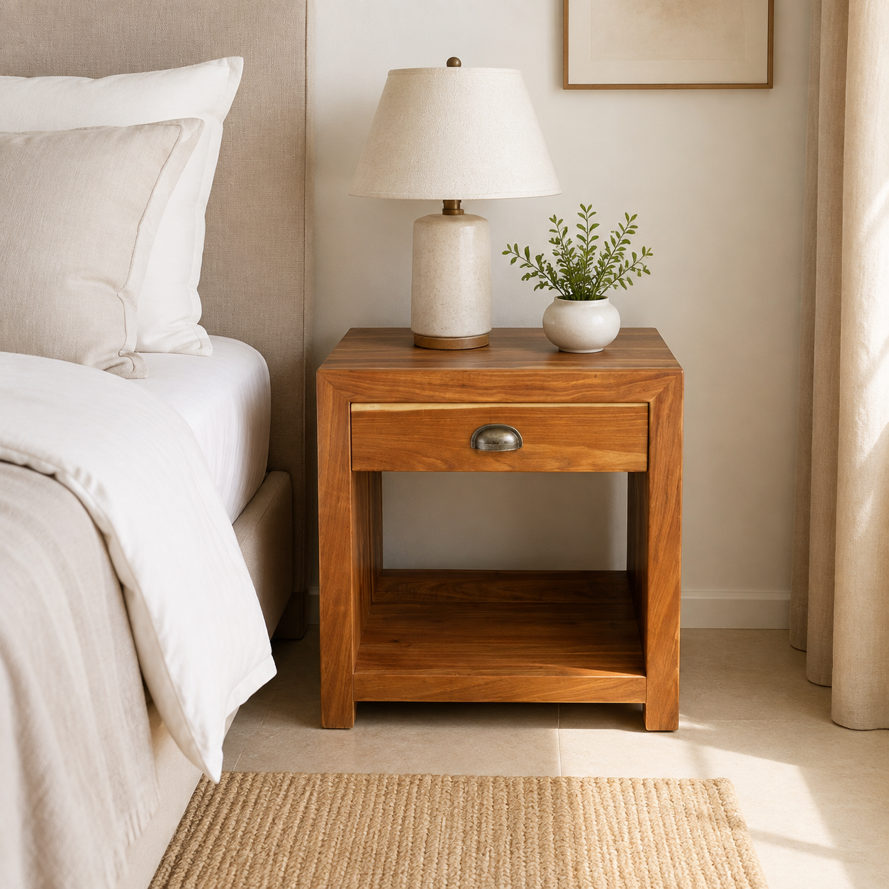 Classic Kiaat Pedestal — luxury bedroom lifestyle