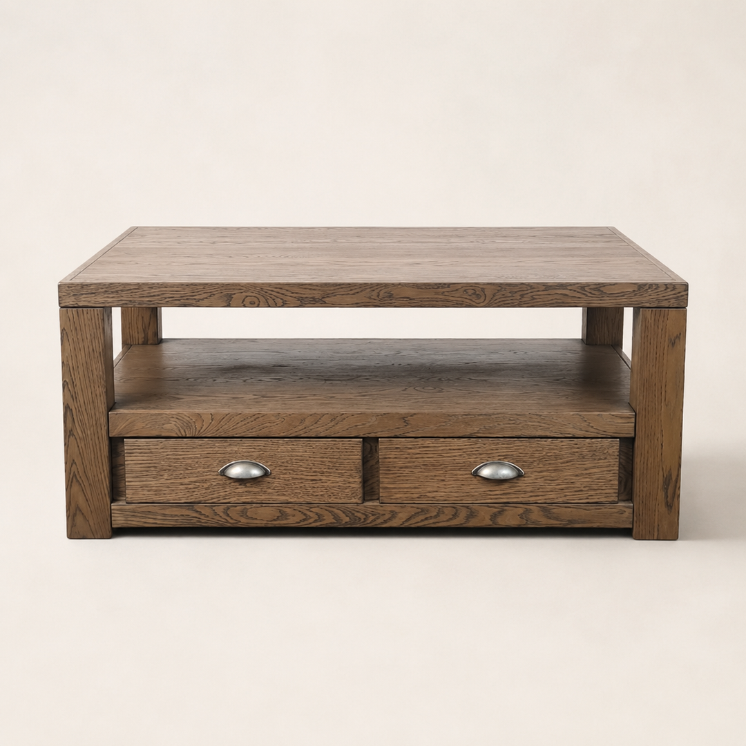 Classic Red Oak Coffee Table — side profile