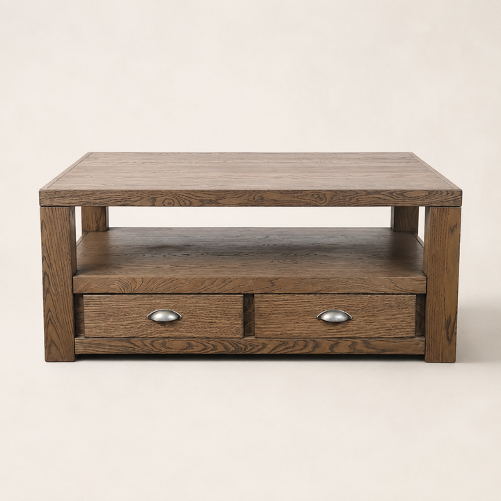 Classic Red Oak Coffee Table — side profile