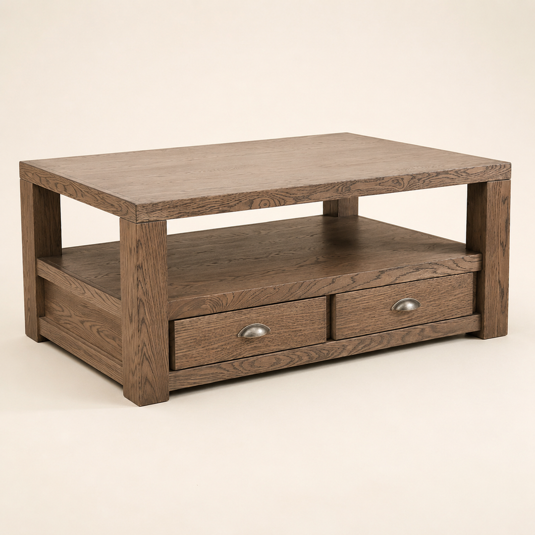 Classic Red Oak Coffee Table — rear angle