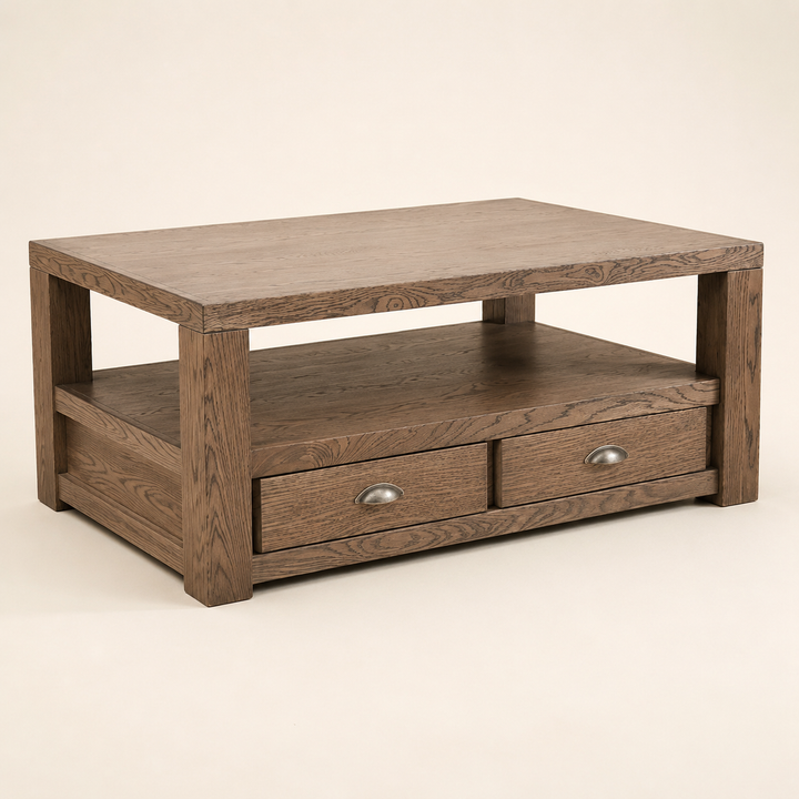 Classic Red Oak Coffee Table — rear angle