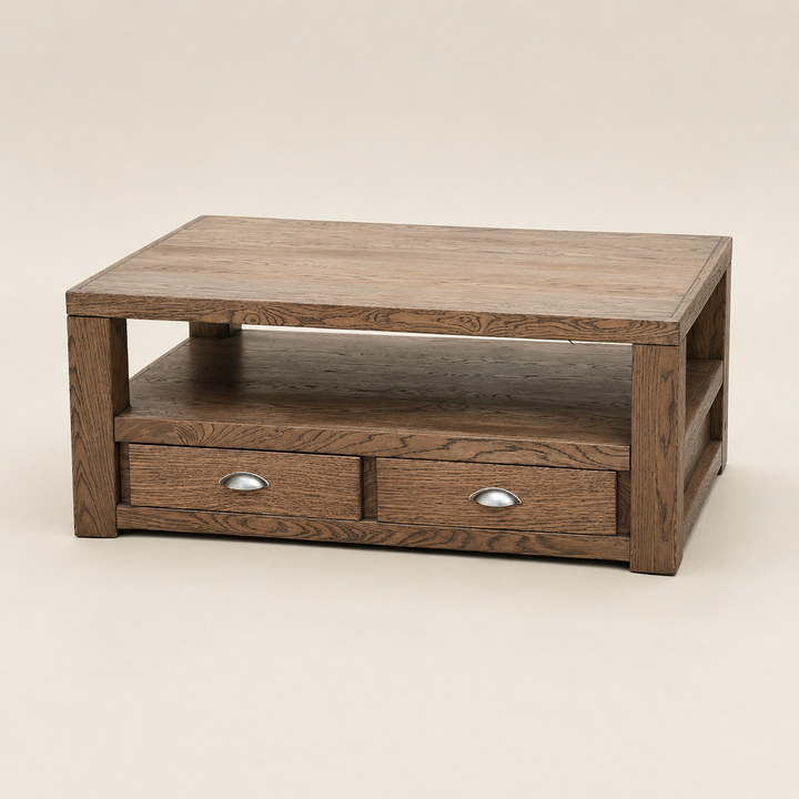 Classic Red Oak Coffee Table — craftsmanship detail