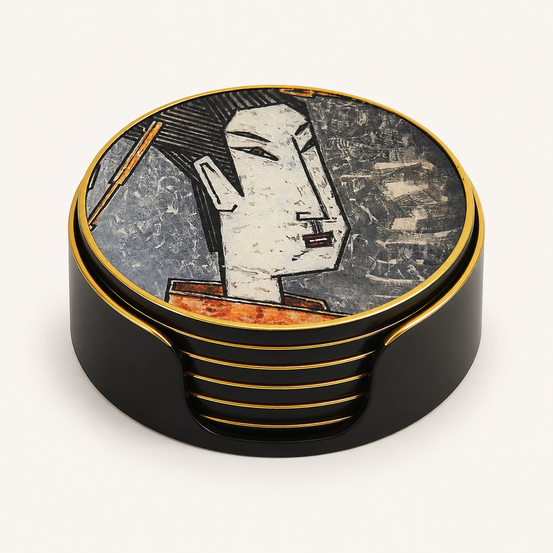 Coaster geisha girl grey set of 6 - catalogue