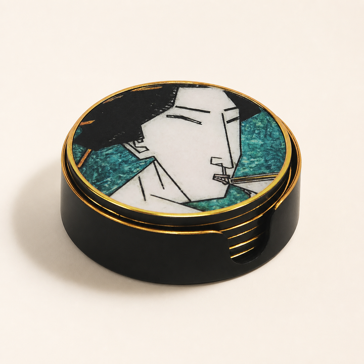 Coaster geisha girl teal set of 6 - catalogue