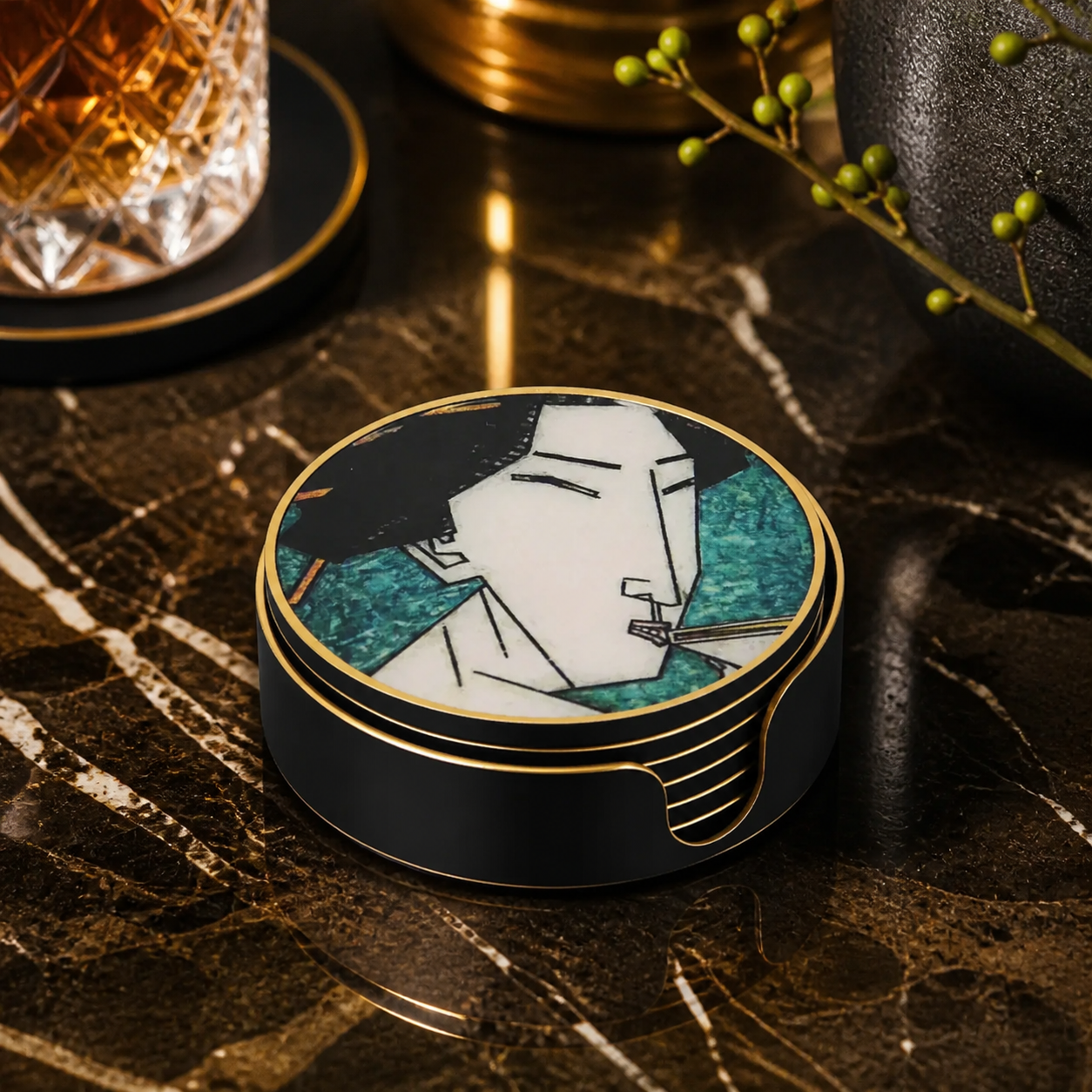 Coaster geisha girl teal set of 6 - luxury lifestyle