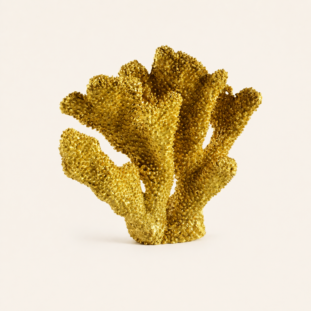 Coral Ear Gold decorative coral sculpture for interior styling