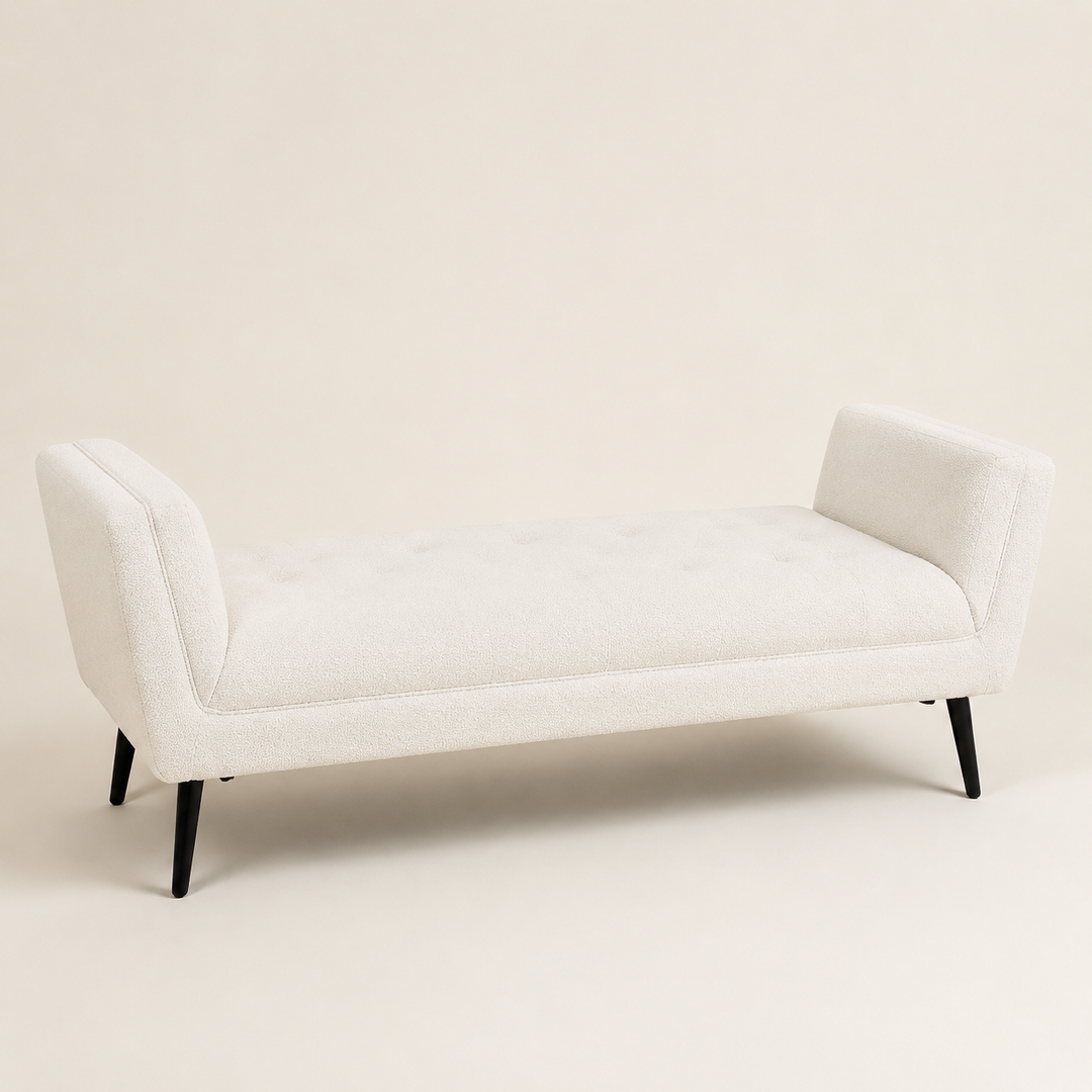 Cornwall Light Cream Bench Ottoman With Black Wooden Legs 60X150X46cm — main product view
