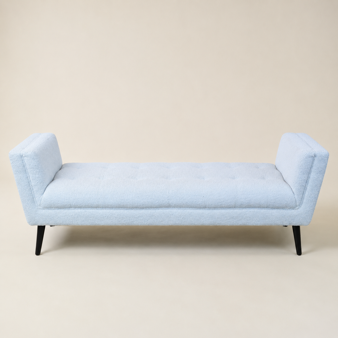 Cornwall Light Cream Bench Ottoman With Black Wooden Legs 60X150X46cm — craftsmanship detail