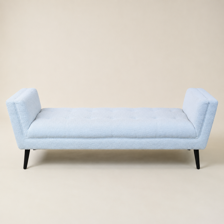 Cornwall Light Cream Bench Ottoman With Black Wooden Legs 60X150X46cm — craftsmanship detail