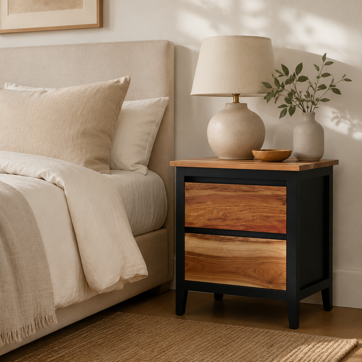 Dakoda Kiaat Pedestal — luxury bedroom lifestyle
