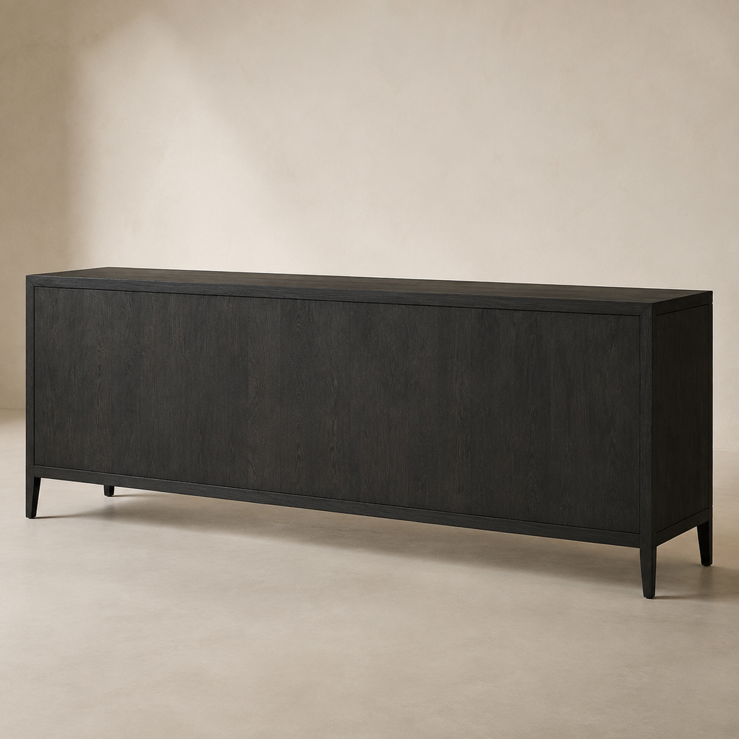 Dark Modern Solid Wood Server - rear angle