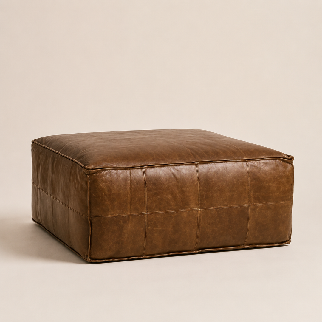 Delta Square Ottoman Full Grain Leather — main product view