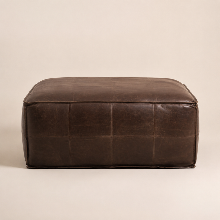 Delta Square Ottoman Full Grain Leather — side profile