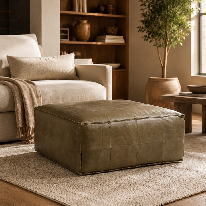 Delta Square Ottoman Full Grain Leather — luxury lifestyle