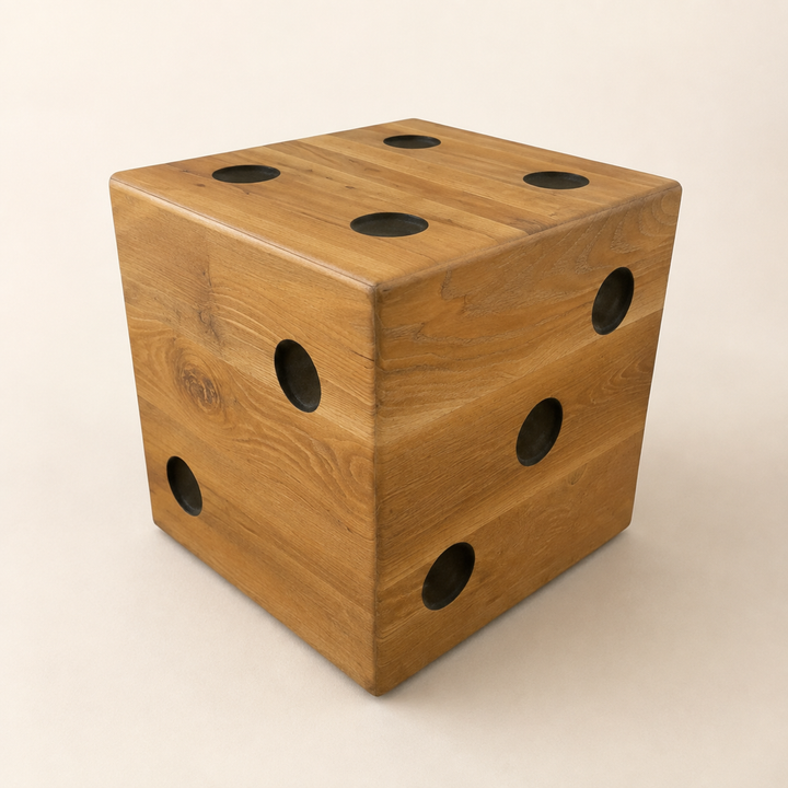 Dice Oak Ottoman Side Table — rear angle