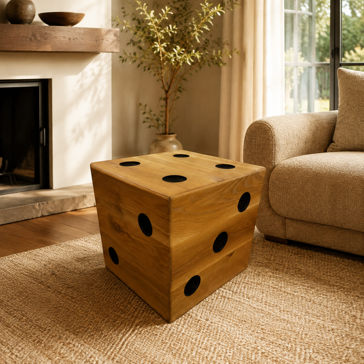 Dice Oak Ottoman Side Table — luxury lifestyle