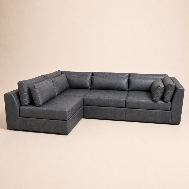 Double-Cushion Daybed Corner Couch 3000x3000x1200mm - opposite three-quarter view
