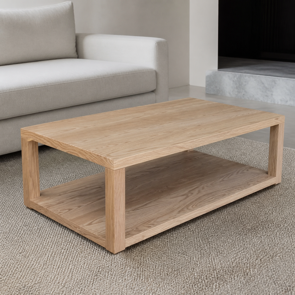 Double top coffee table red oak - luxury lifestyle