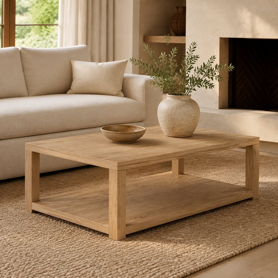 Double-Top Red Oak Coffee Table — luxury lifestyle