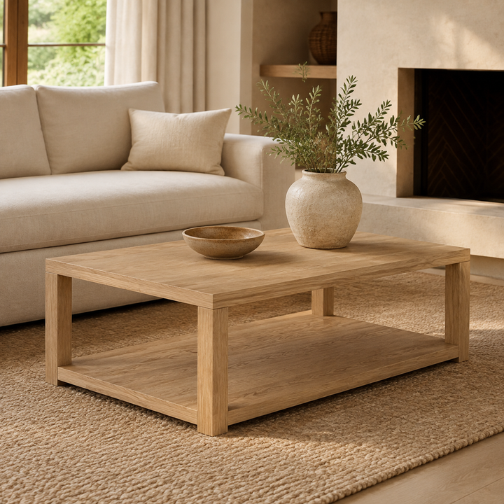 Double-Top Red Oak Coffee Table — luxury lifestyle