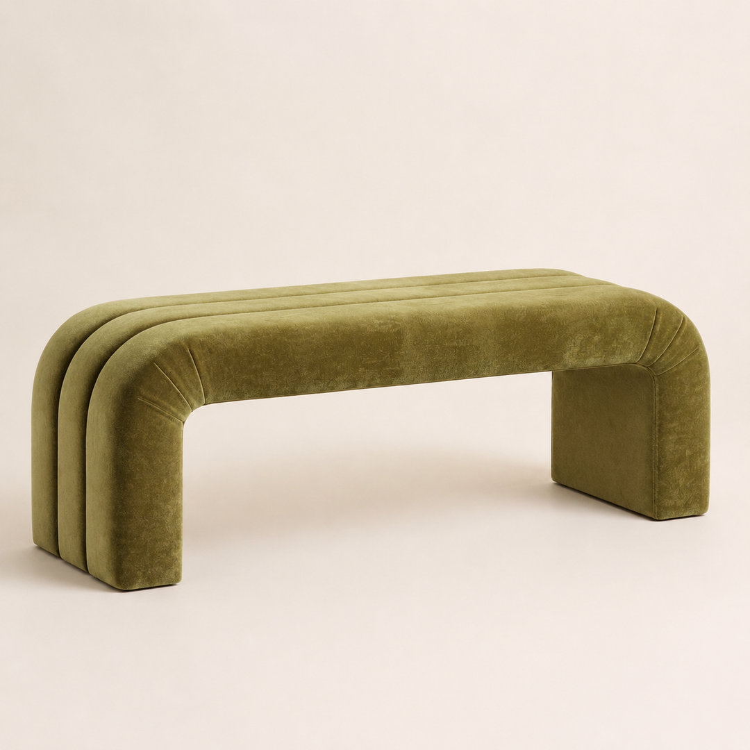 Ember Bench Ottoman — opposite three-quarter view