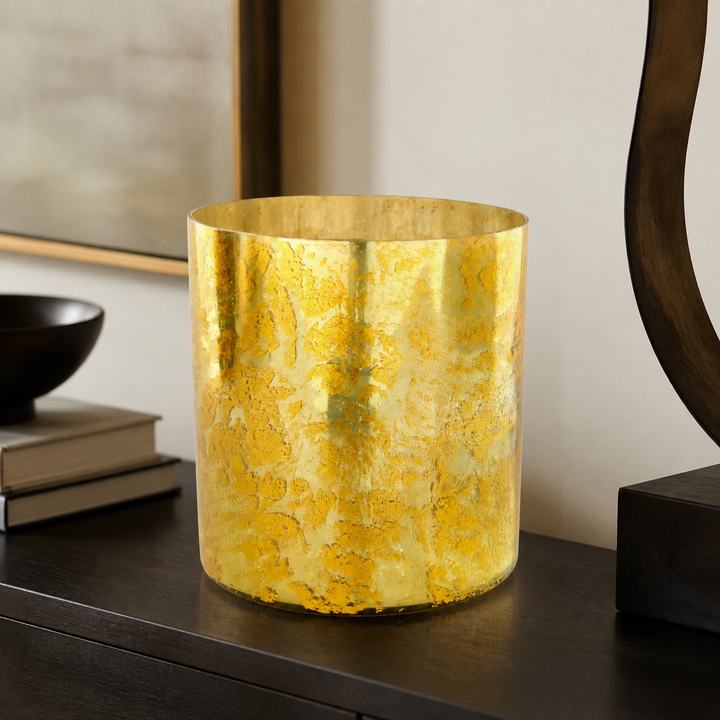 Extra large acid yellow glass vase 27x25cm — luxury lifestyle image