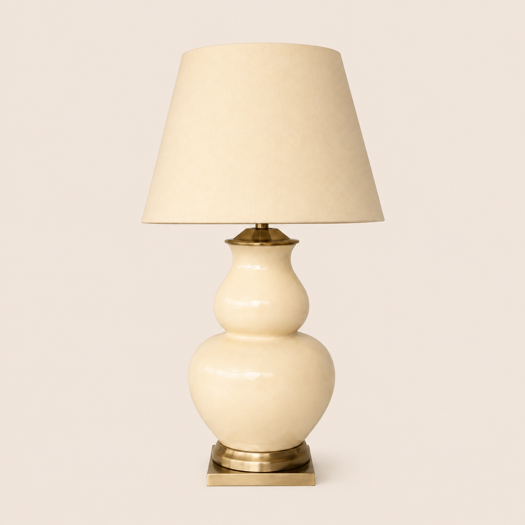 Extra Large Beige Bulbous Lamp Base Beige Shade 77X46cm – catalogue view