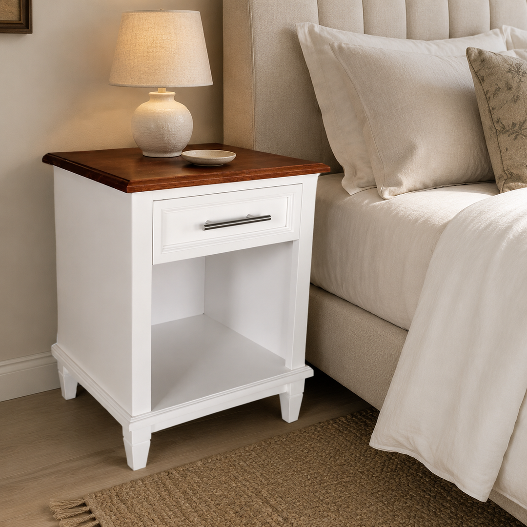 Farm Style Kiaat Pedestal — luxury bedroom lifestyle