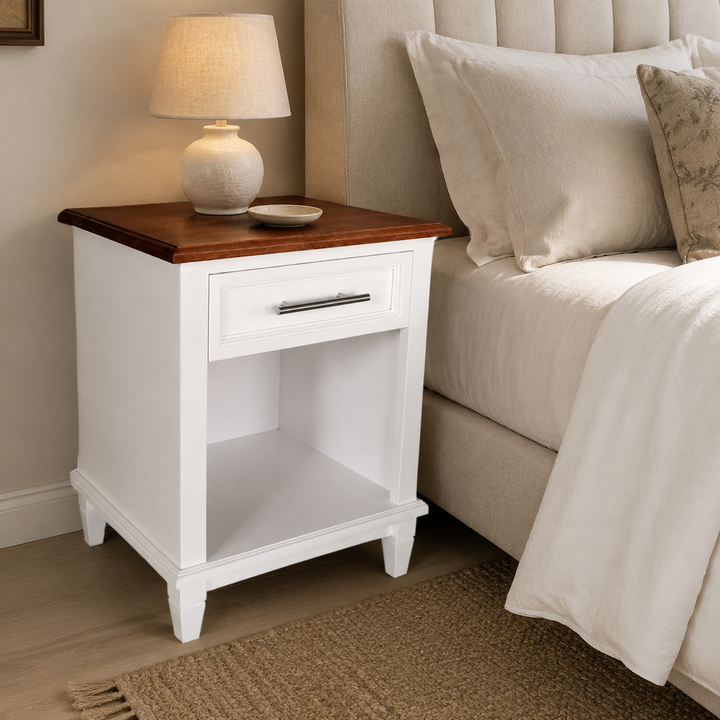 Farm Style Kiaat Pedestal — luxury bedroom lifestyle