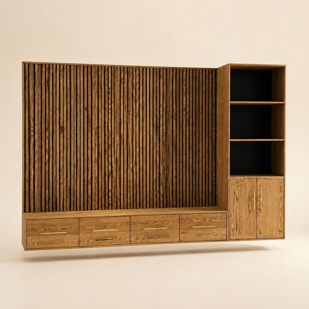 Floating Oak TV Wall / Plasma Unit — main product view
