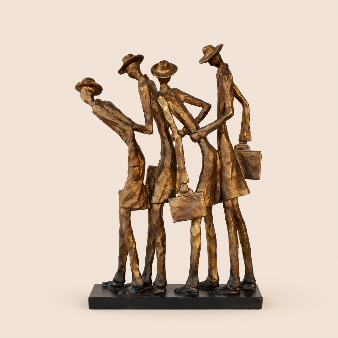 Four Standing Friends bronze sculpture – catalogue view