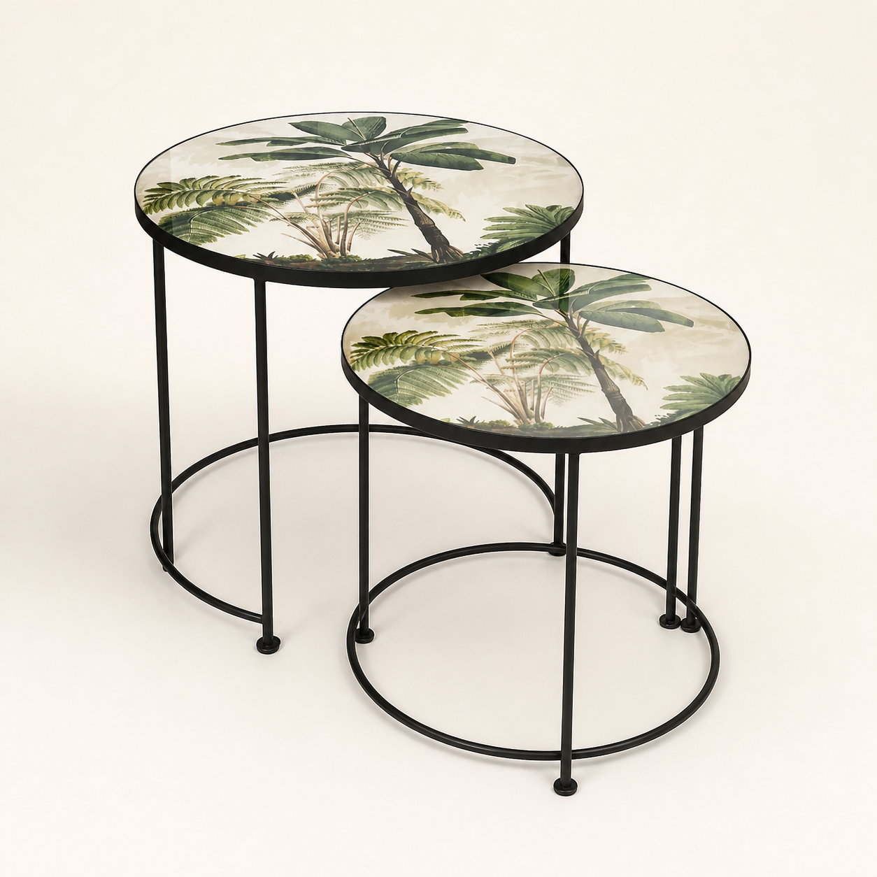 Glass table nesting palm tree s/2 - catalogue