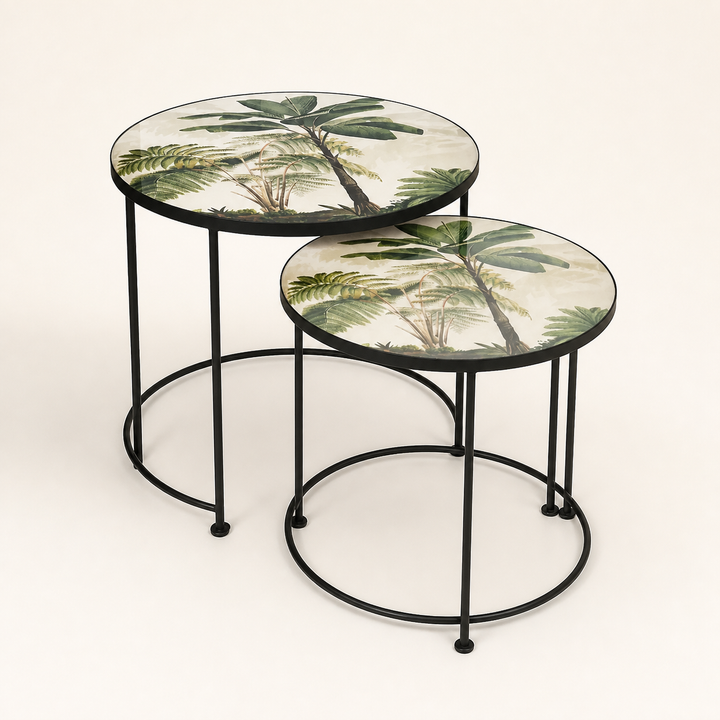 Glass table nesting palm tree s/2 - catalogue