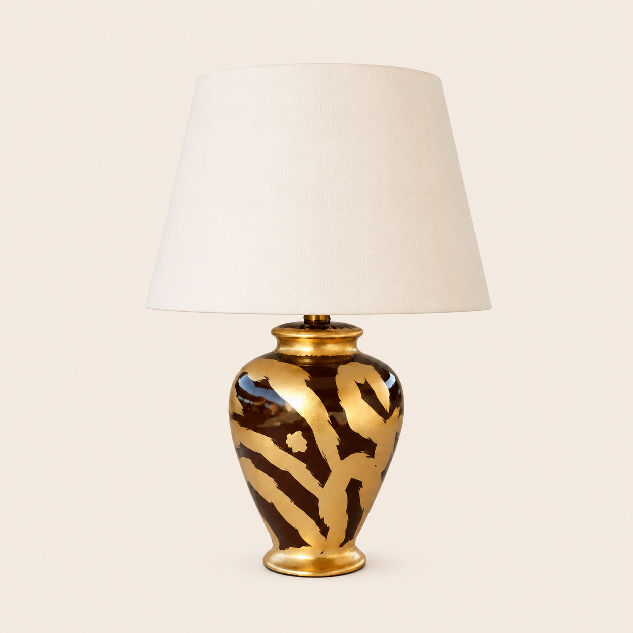 Gold & Brown Swirl  Lamp Base With Shade 70X46cm – catalogue view