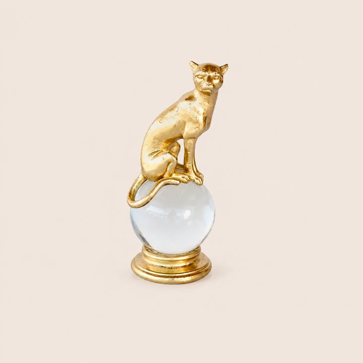 Gold leopard on glass ball – catalogue view