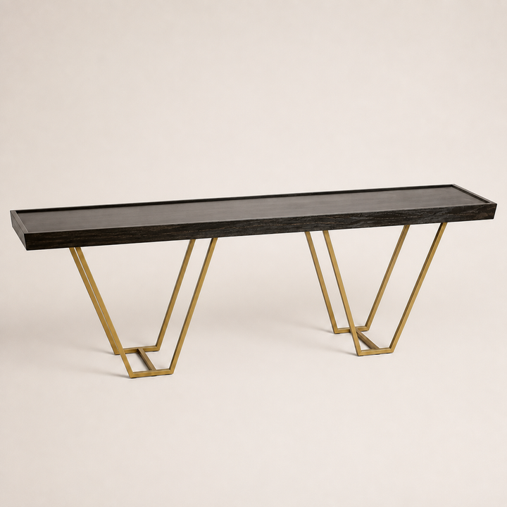 Gold Metal Modern-W Kiaat Server — opposite three-quarter view