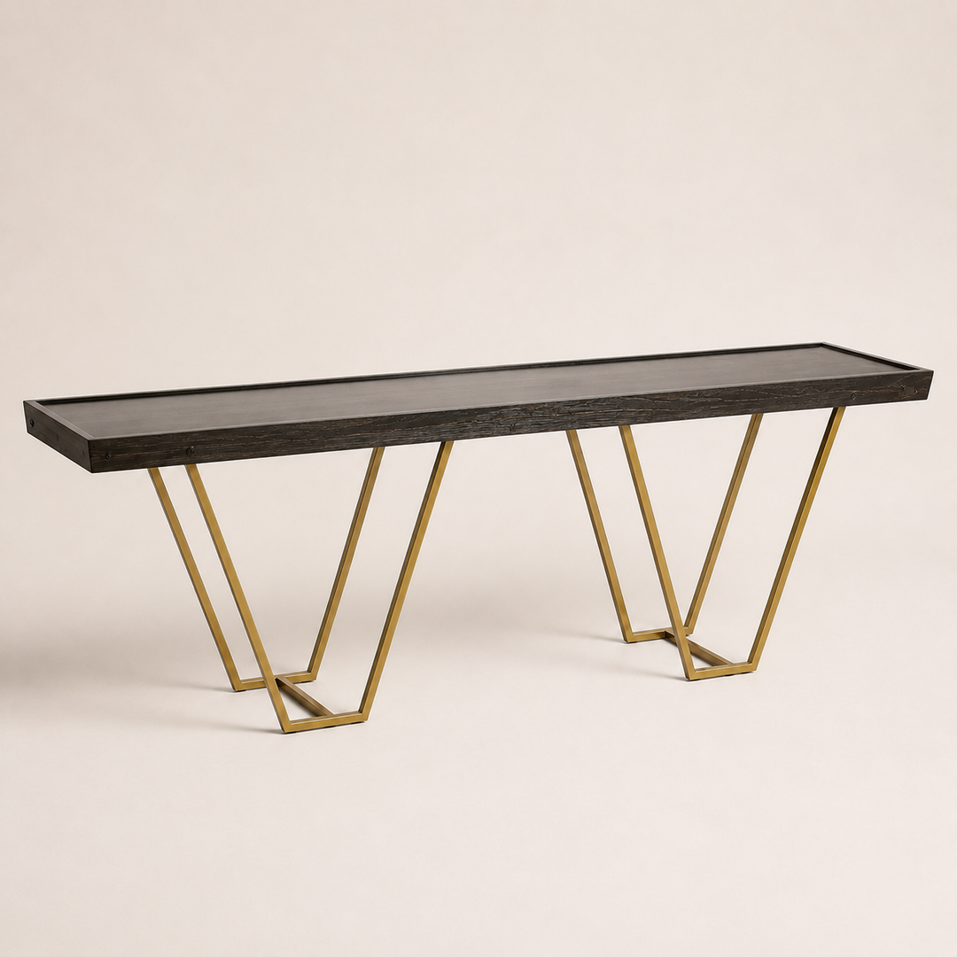 Gold Metal Modern-W Kiaat Server — rear angle