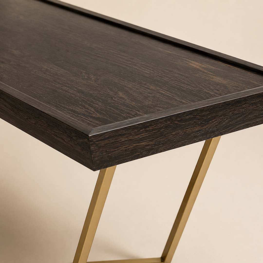 Gold Metal Modern-W Kiaat Server — craftsmanship detail