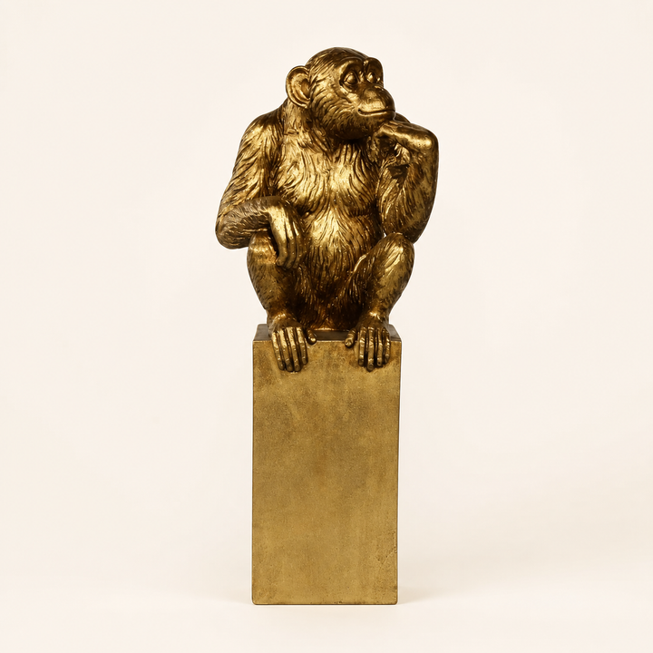 Gold monkey on base - catalogue