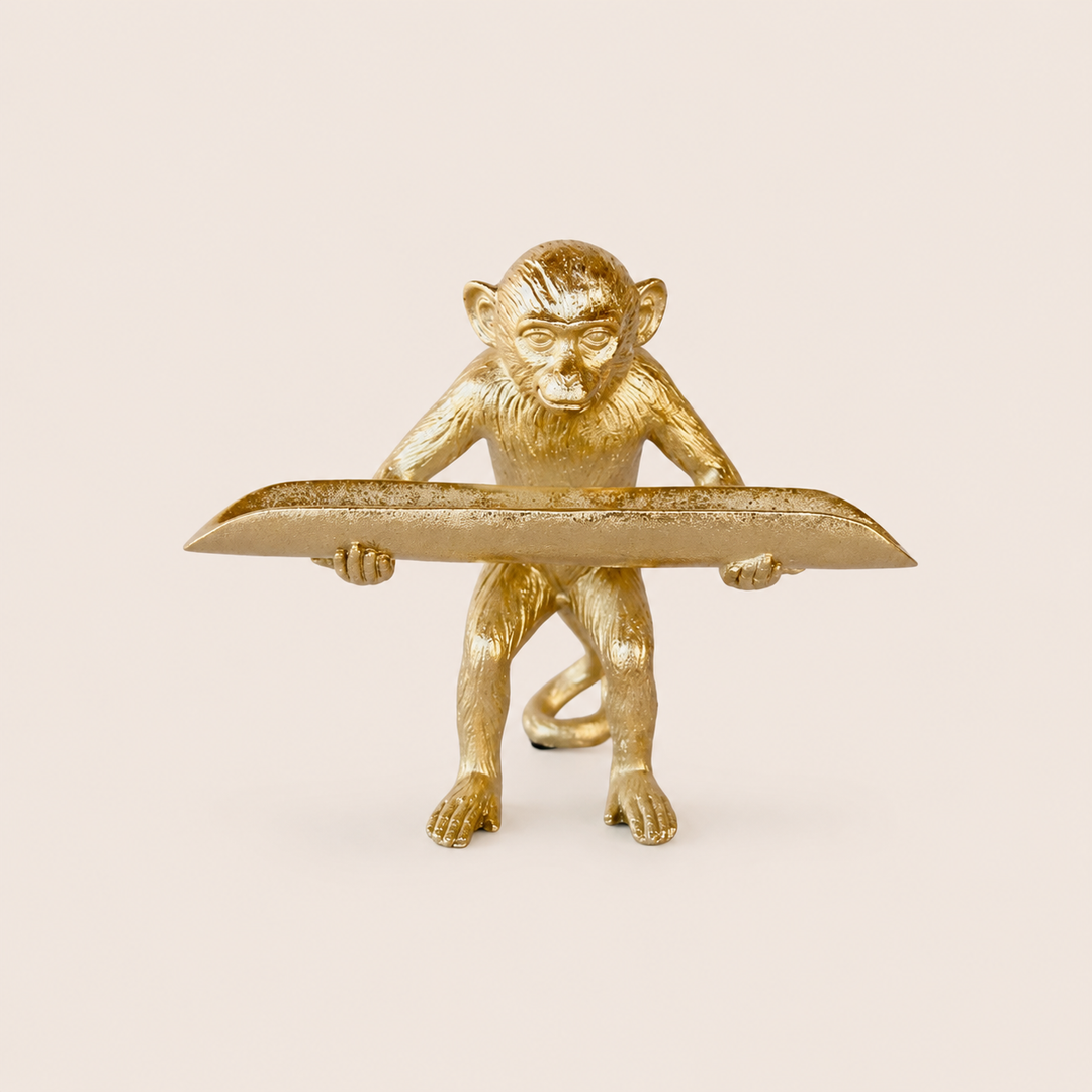 Gold monkey holding tray – catalogue view