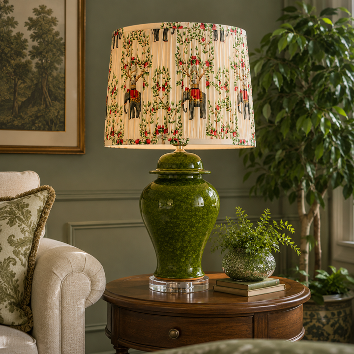 Green Lamp Base Elephant &amp; Tree Shade – lifestyle view