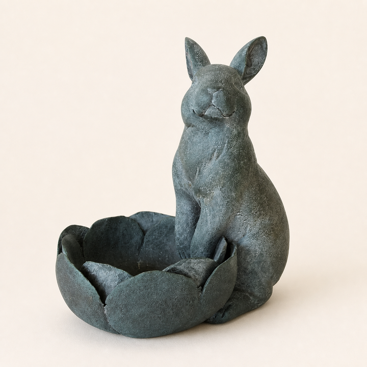 Green rabbit with flower pot - catalogue