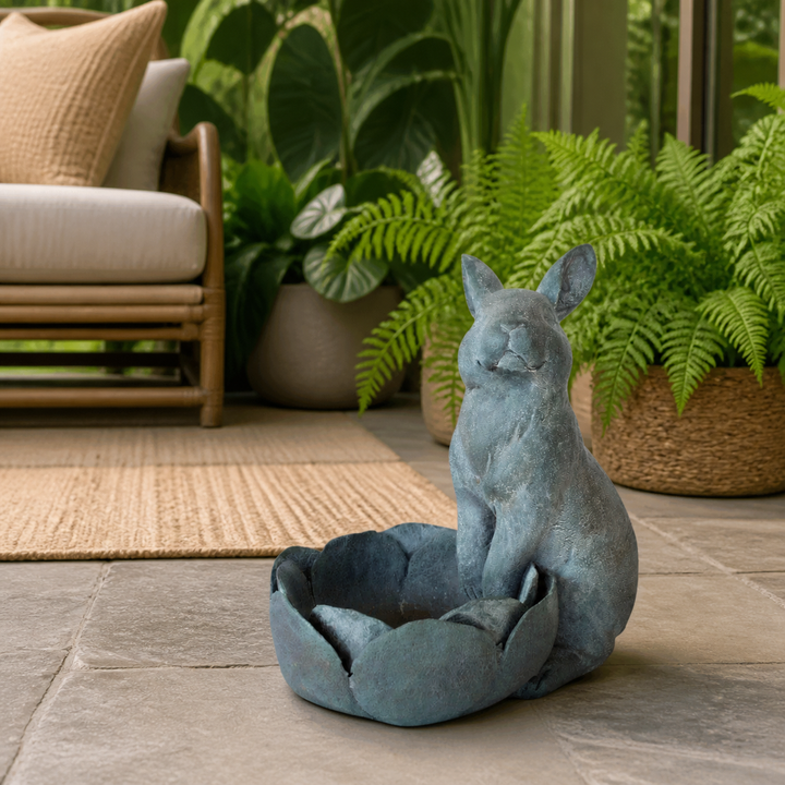 Green rabbit with flower pot - luxury lifestyle