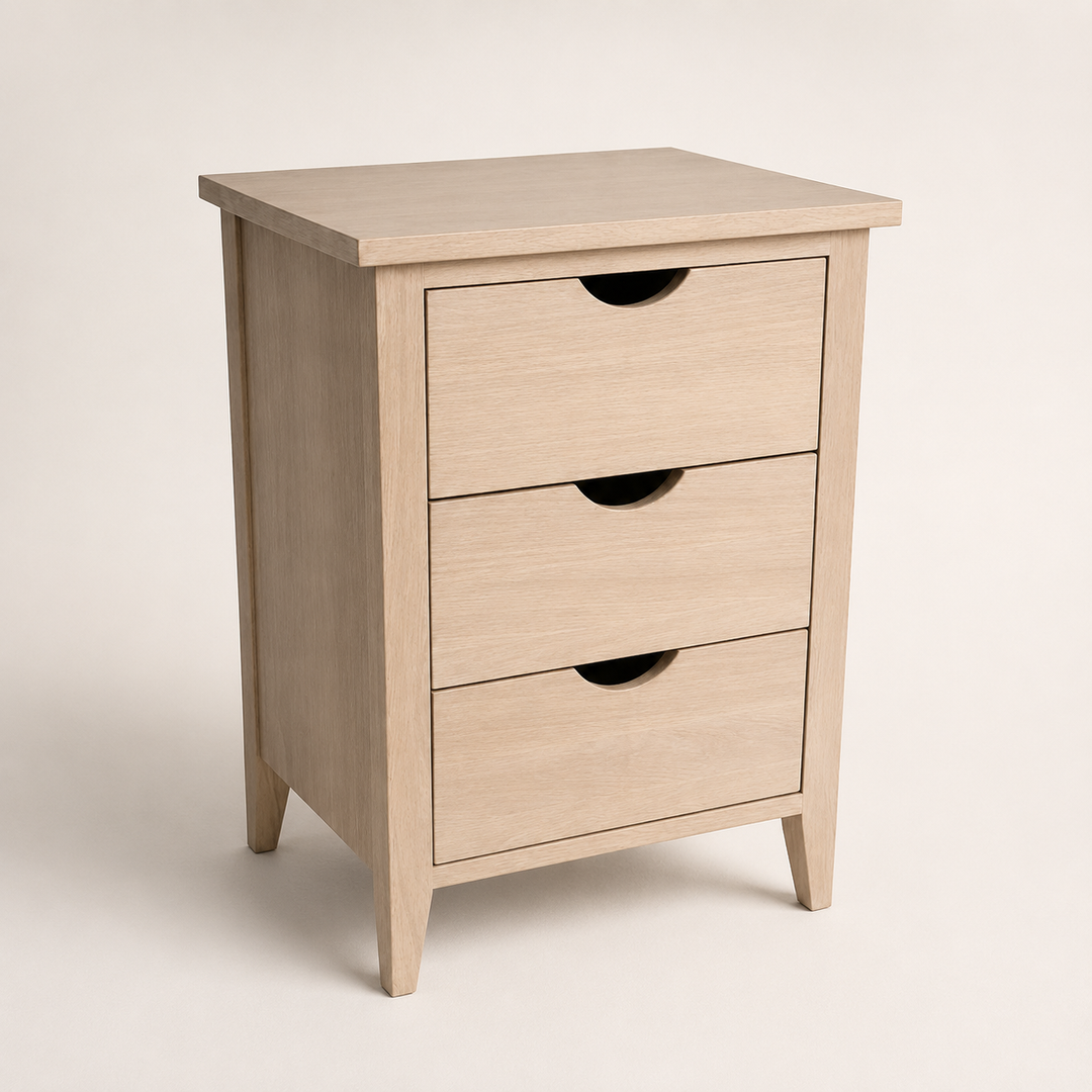 Half-Moon Handle Oak Pedestal — opposite angle