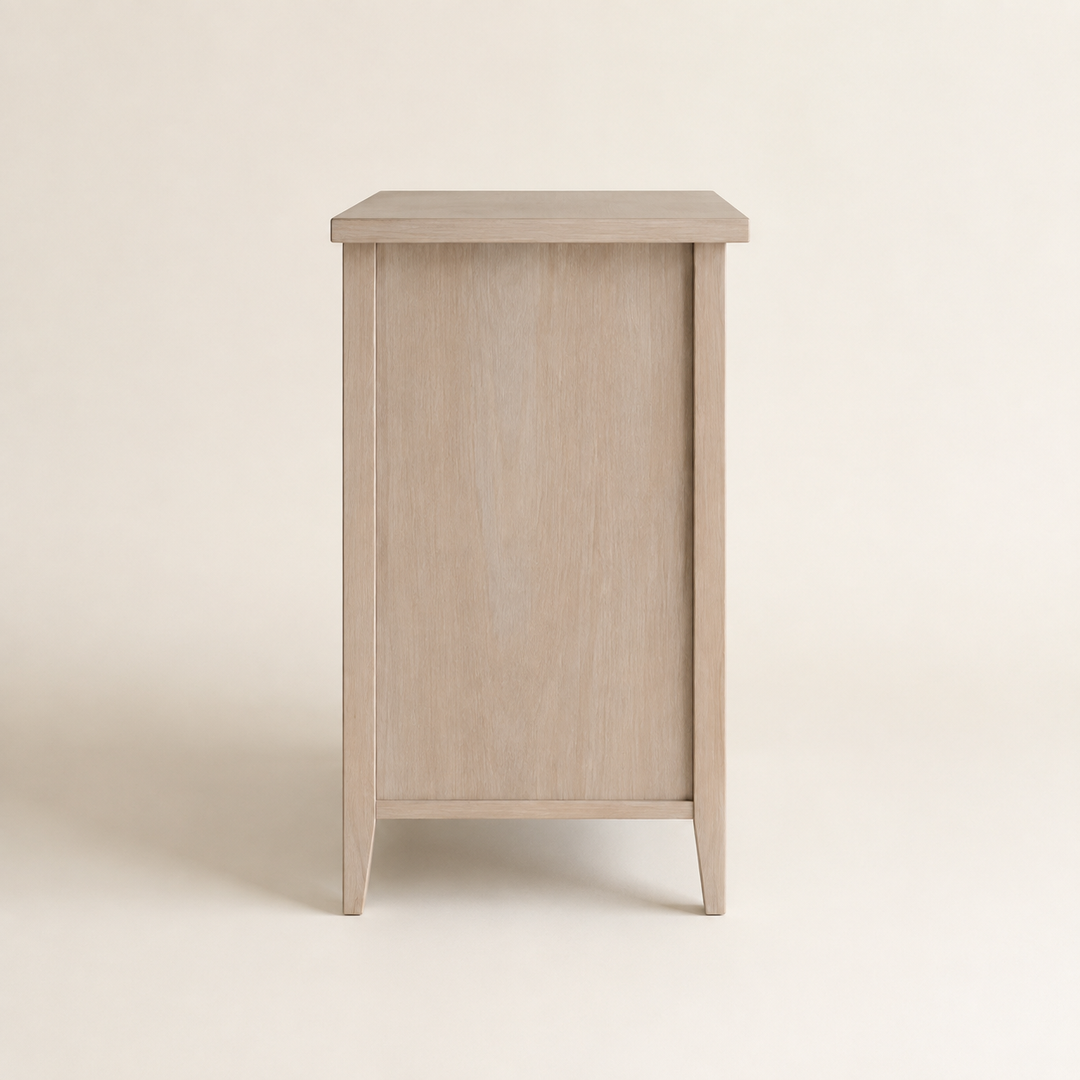 Half-Moon Handle Oak Pedestal — side profile