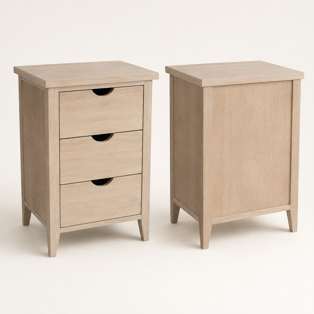 Half-Moon Handle Oak Pedestal — rear angle