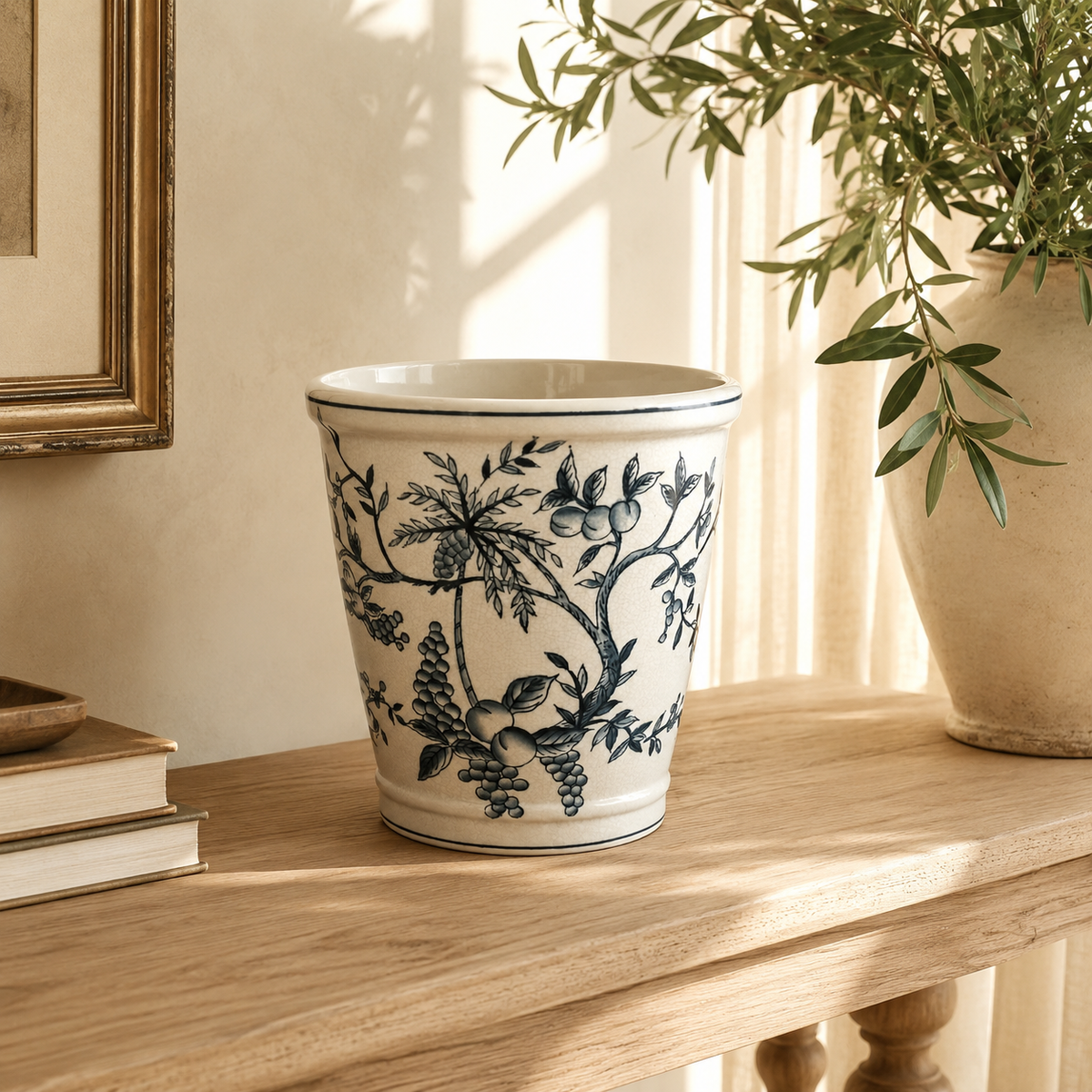 Indigo Garden Pot in a warm luxury interior